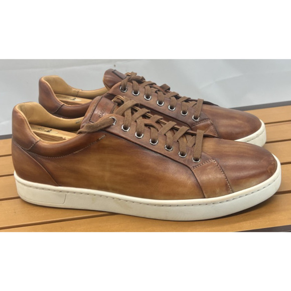 MAGNANNI Amadeo Burnished Leather Low-Top Sneakers Men\'s Shoes Size 9.5 main image 10